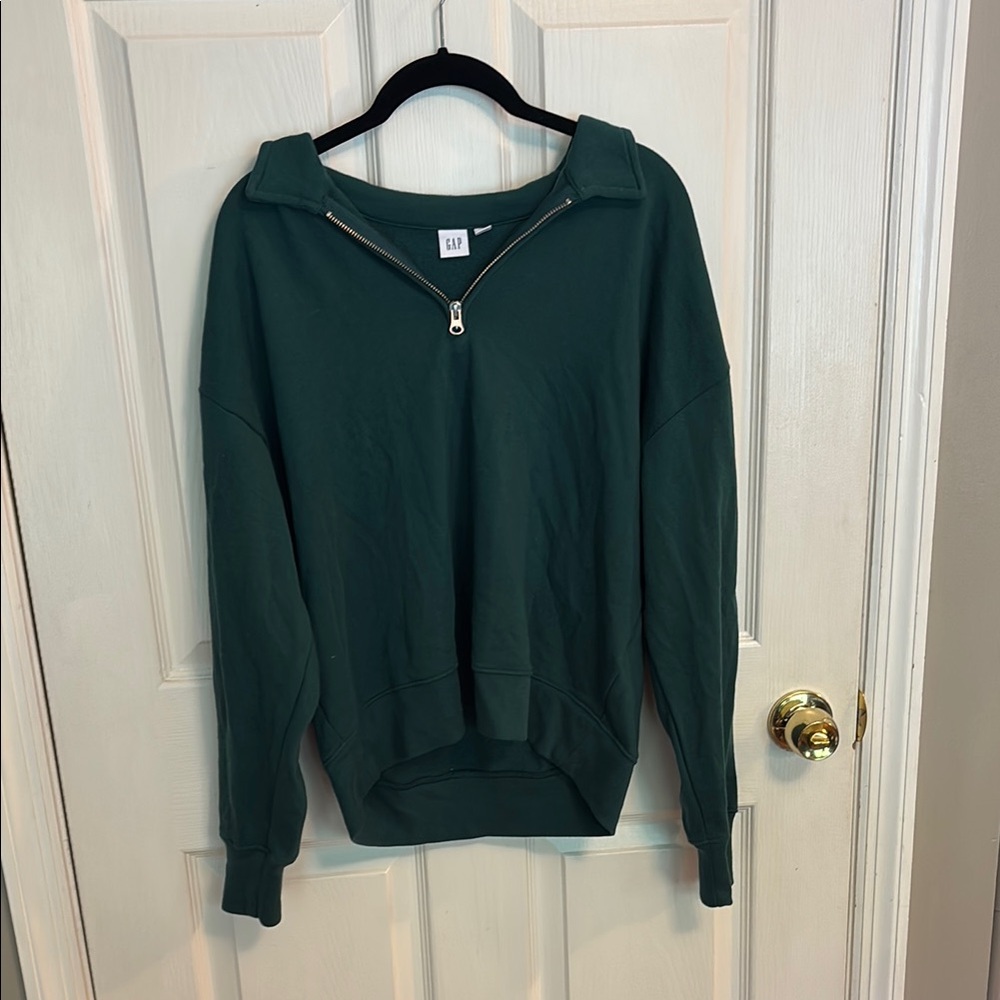 GAP Green Knit Zip-Up Sweater